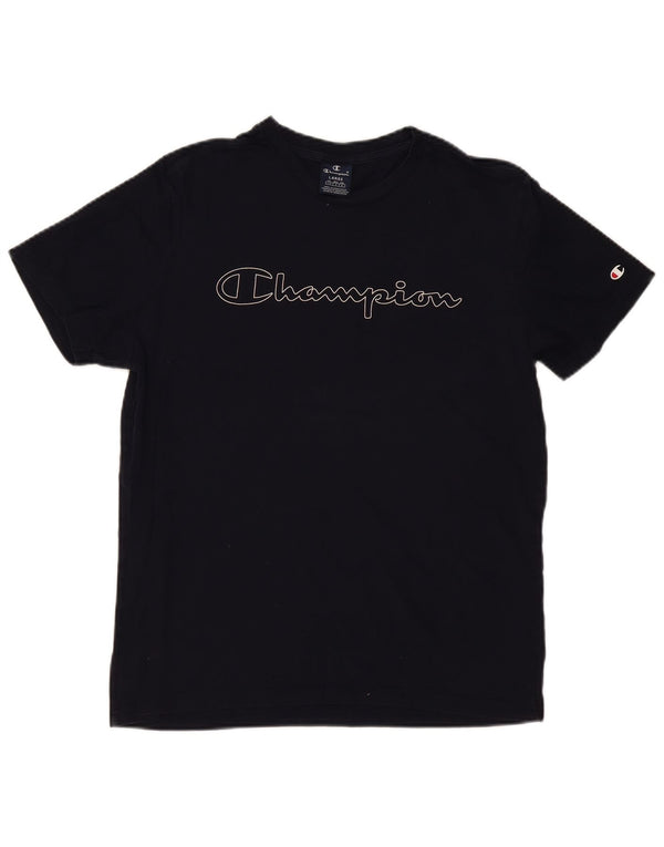 T-shirt grafica da uomo CHAMPION Top grande in cotone blu navy