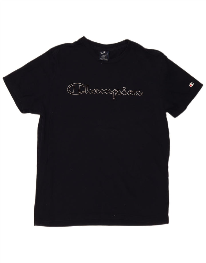 T-shirt grafica da uomo CHAMPION Top grande in cotone blu navy