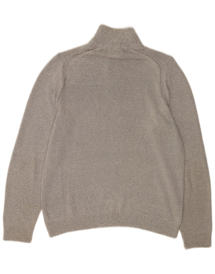 Maglione da uomo Marks & Spencer con zip e collo grande in cotone grigio