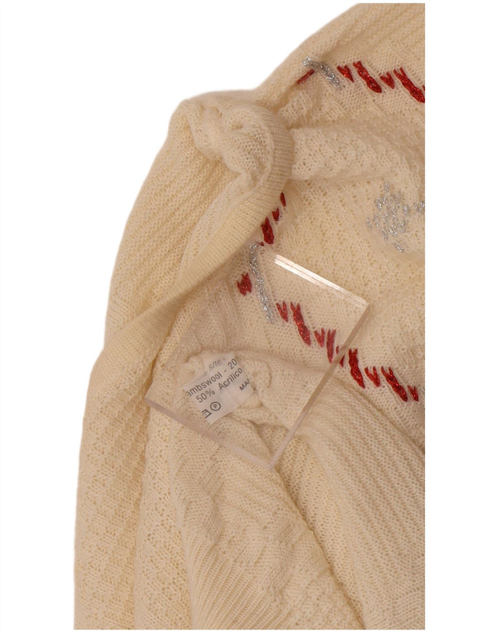 Maglione maglione vintage da donna con scollo a barca UK 14 medio bianco sporco