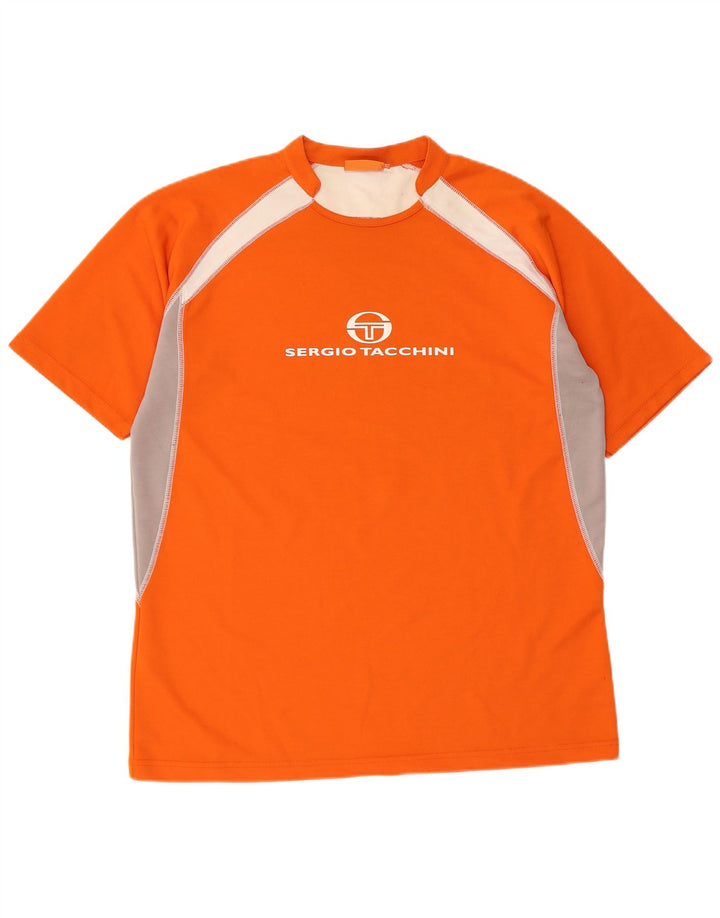 T-shirt grafica da uomo Sergio Tacchini Top XL poliestere color block arancione
