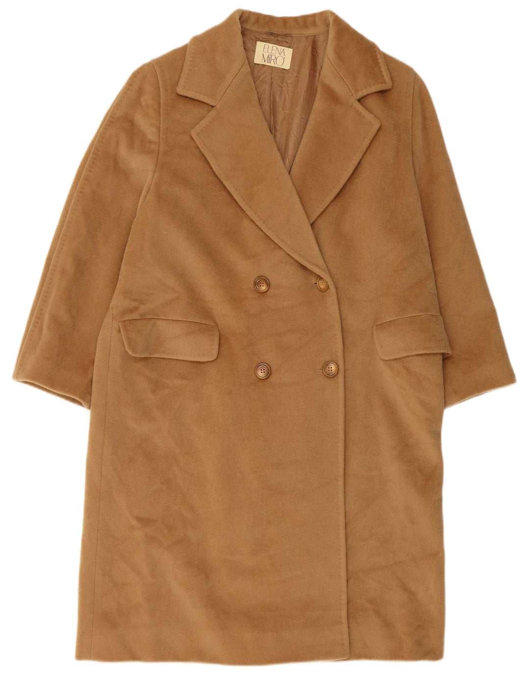 ELENA MIRO Cappotto doppiopetto da donna vestibilità ampia UK 16 Large Marrone