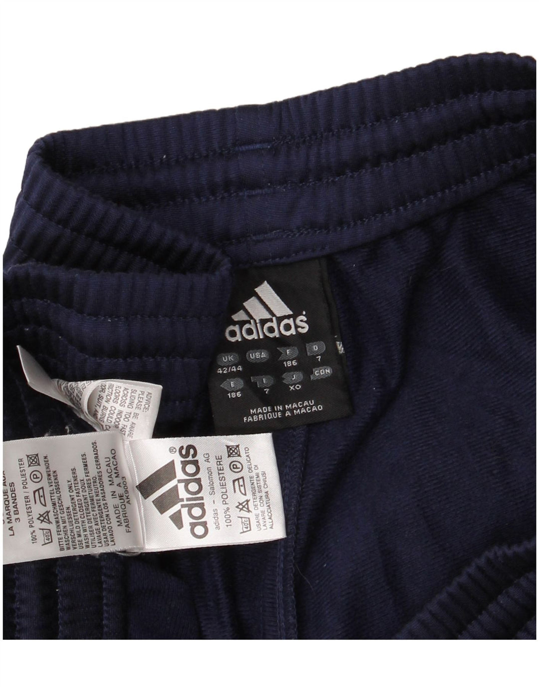 Pantaloni da tuta da uomo ADIDAS UK 42/44 Large in poliestere blu navy