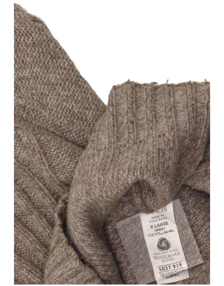 Maglione cardigan da uomo Marks & Spencer XL in lana marrone