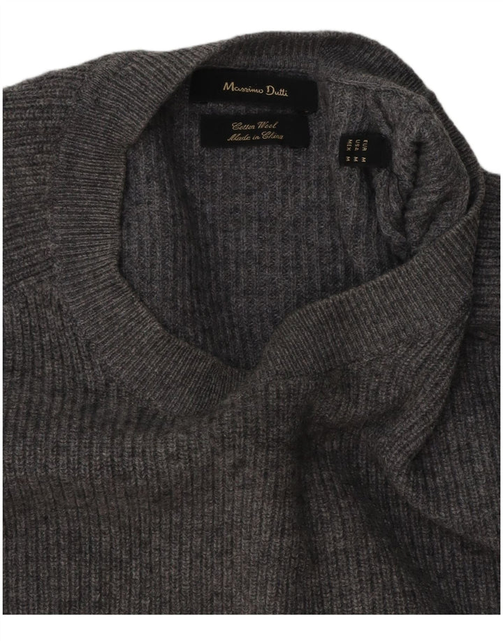 Maglione maglione girocollo da uomo Massimo Dutti in cotone grigio medio