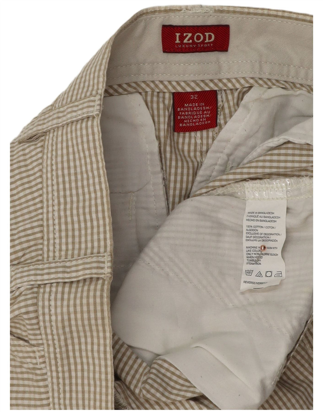 Pantaloncini chino da uomo IZOD W32 in cotone a quadretti beige medio