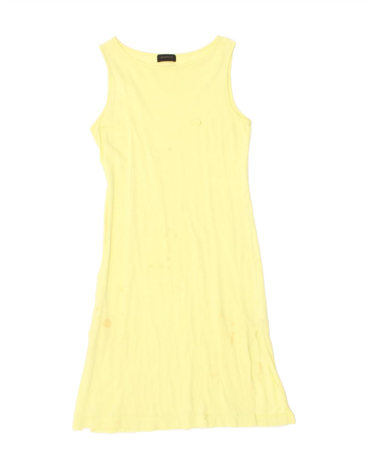 SERGIO TACCHINI Womens Sleeveless Basic Dress UK 10 Small Yellow Cotton Vintage Sergio Tacchini and Second-Hand Sergio Tacchini from Messina Hembry 