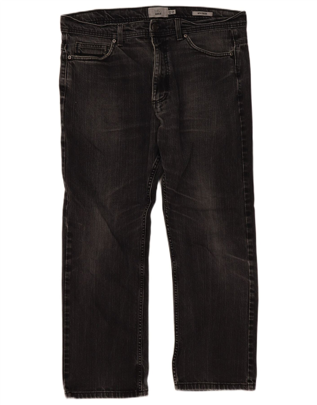 Jeans dritti regolari da uomo Marks & Spencer W36 L29 Grigi