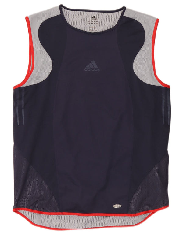 Canotta Adidas Climacool da uomo grande in poliestere color block blu navy