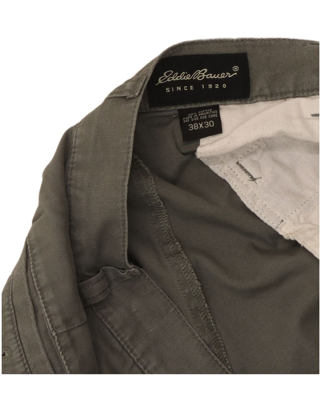 Pantaloni chino da uomo con pegging Eddie Bauer W38 L30 cotone grigio