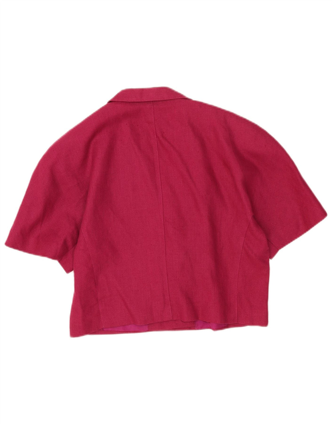 Giacca blazer a maniche corte vintage da donna corta UK 14 lana rosa medio