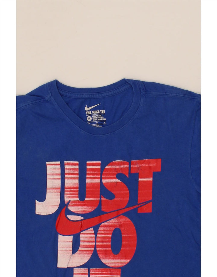 NIKE Mens Athletic Cut Graphic T-Shirt Top Medium Blue Cotton Vintage Nike and Second-Hand Nike from Messina Hembry 