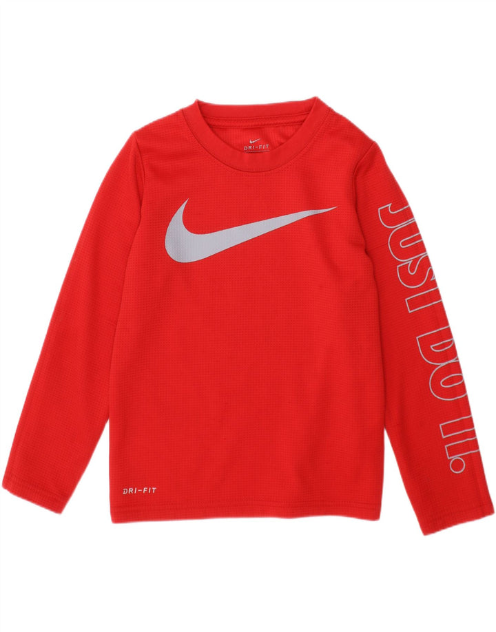 Top grafico Nike da ragazzo a maniche lunghe 4-5 anni in poliestere rosso
