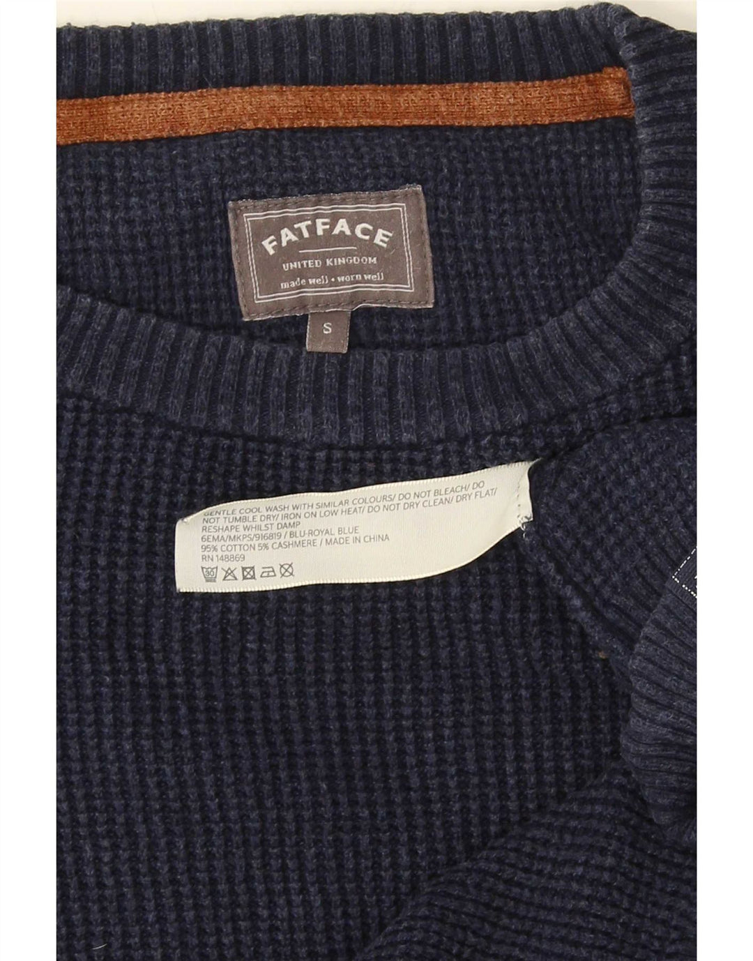 Maglione girocollo da uomo Fat Face piccolo in cotone blu navy