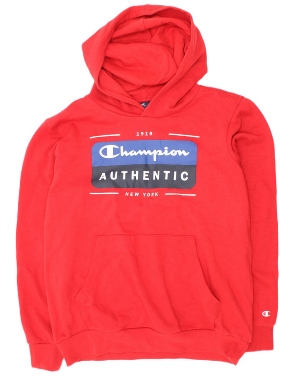 Felpa con cappuccio grafica Champion da bambino 13-14 anni XL in cotone rosso