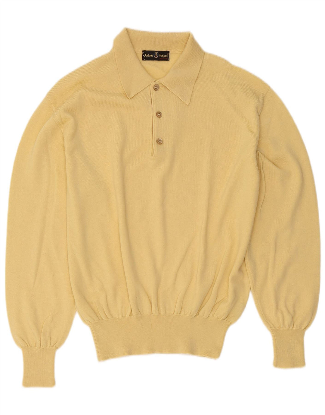 Maglione vintage da uomo con collo alto in lana gialla media