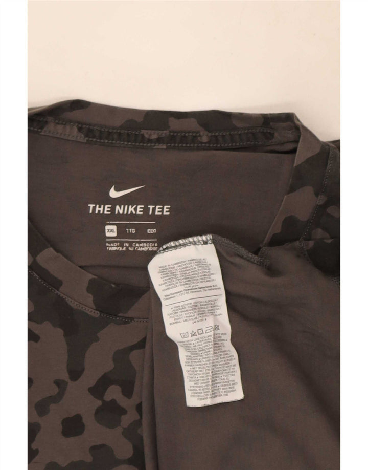T-shirt da uomo Nike Top 2XL in cotone mimetico grigio