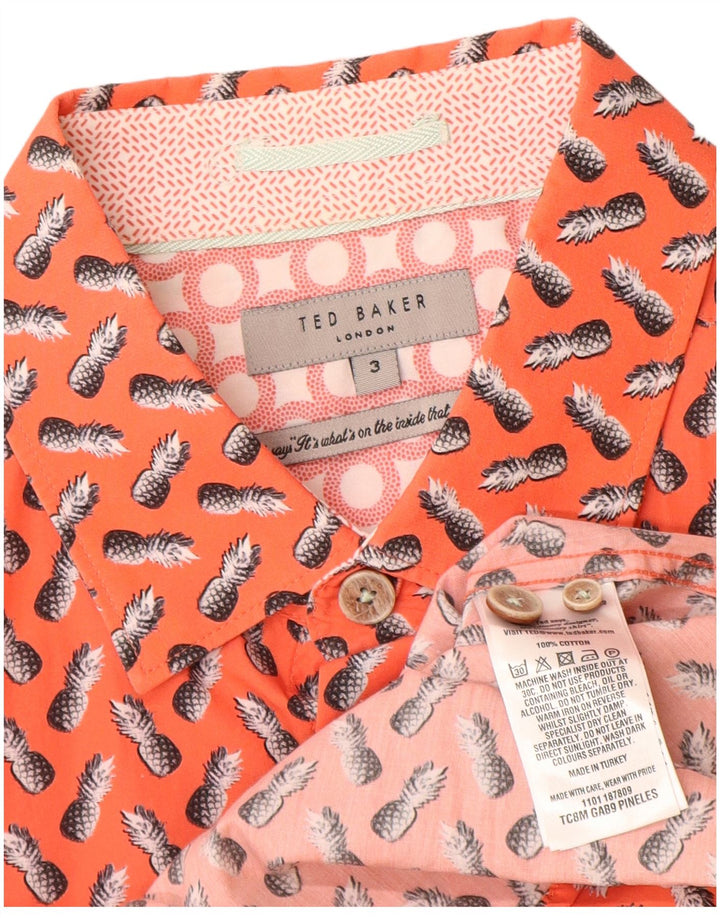 Ted Baker Camicia a maniche corte da uomo con motivo astratto taglia 3 arancione medio