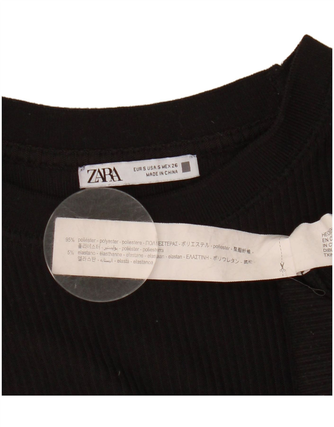 Top Zara da donna a maniche lunghe UK 10 Small Nero Poliestere