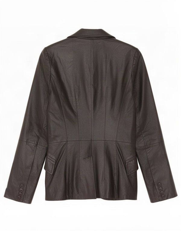 Giacca blazer in pelle da donna a 2 bottoni Zara UK 10 piccola nera