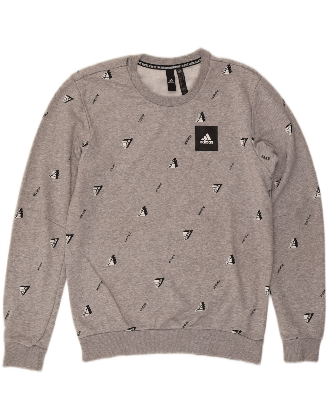 Felpa grafica da uomo ADIDAS, maglione, cotone grigio medio