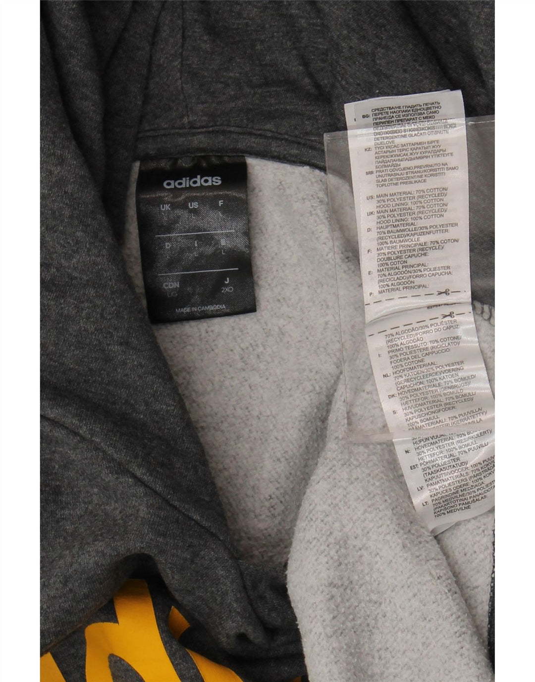 Felpa con cappuccio grafica da uomo Adidas Large in cotone grigio