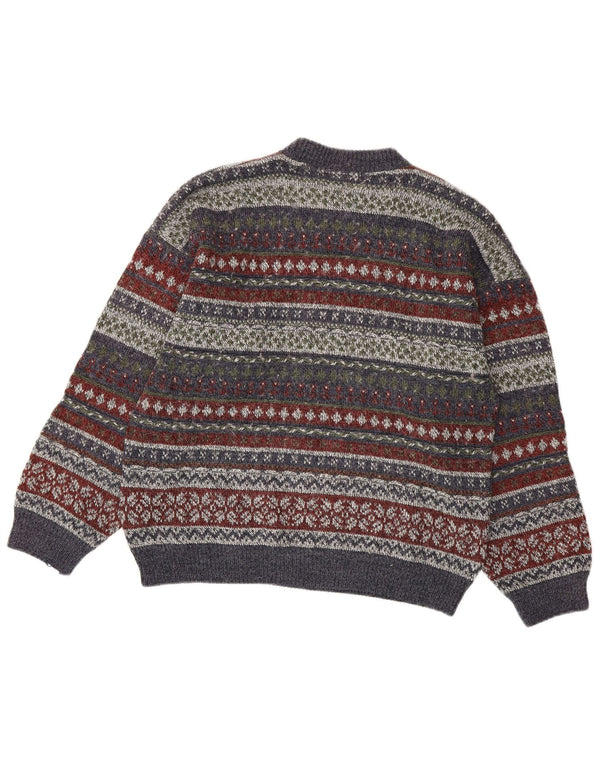 Maglione girocollo da uomo vintage IT 50 Fair Isle medio multicolore