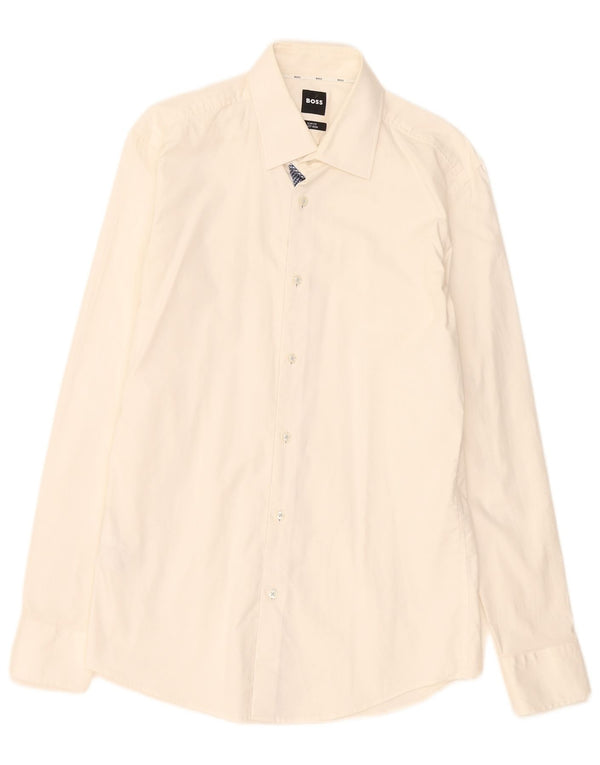 Camicia slim fit da uomo Hugo Boss taglia 40 15 3/4 cotone bianco medio