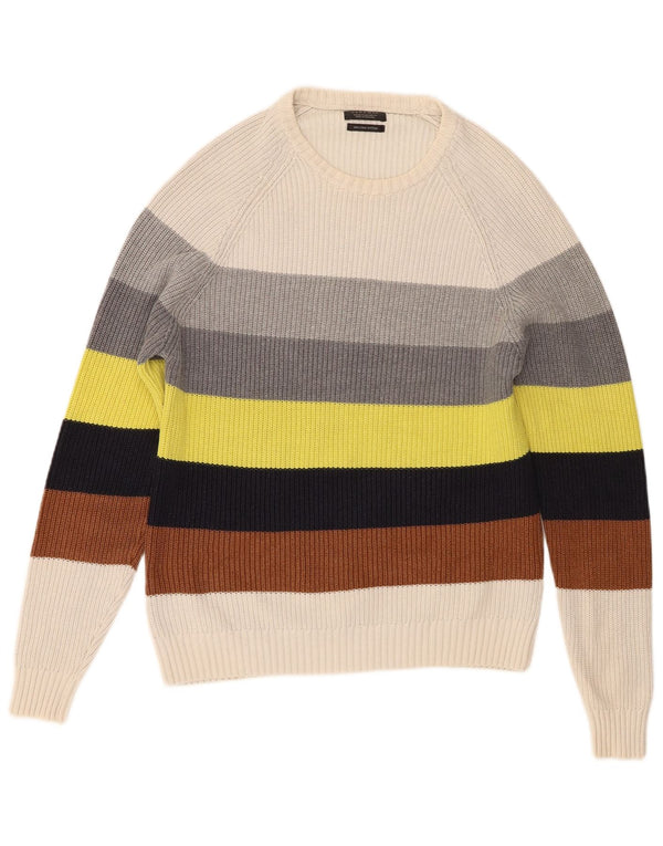 Maglione maglione girocollo da uomo Zara in cotone a righe multicolore medio