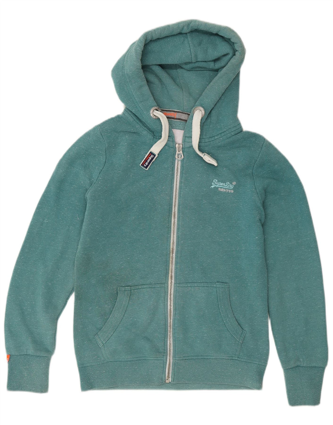 Maglione con cappuccio e zip da uomo Superdry in cotone screziato verde medio