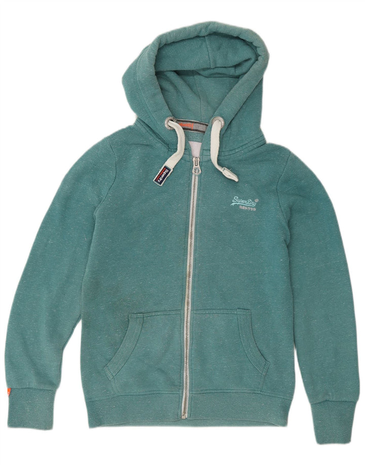 Maglione con cappuccio e zip da uomo Superdry in cotone screziato verde medio