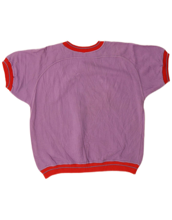 T-shirt grafica da donna vintage Top UK 16 grande cotone viola