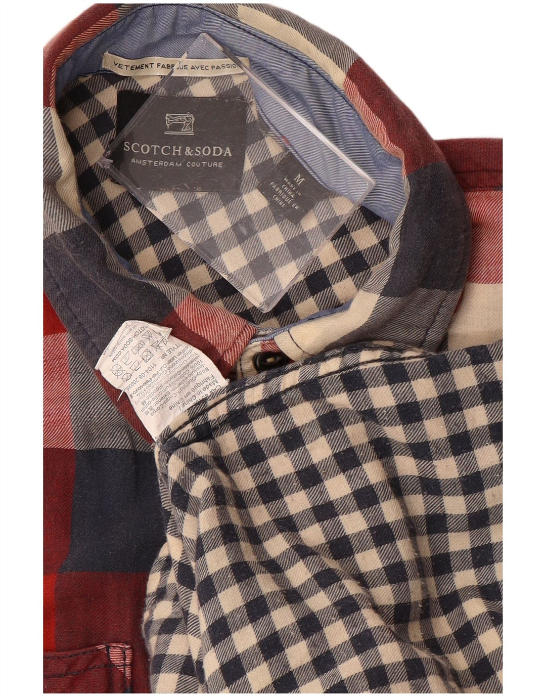 SCOTCH & SODA Camicia da uomo in flanella di cotone a quadri rosso medio