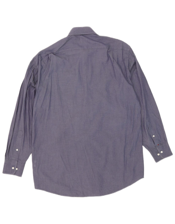 Camicia da uomo Tommy Hilfiger taglia 15 1/2 media blu navy a spina di pesce