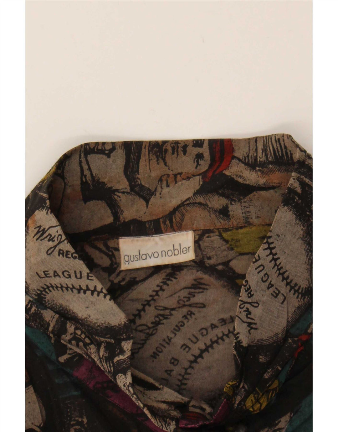 Camicetta vintage da donna con motivo grafico astratto UK 12 Medium Black