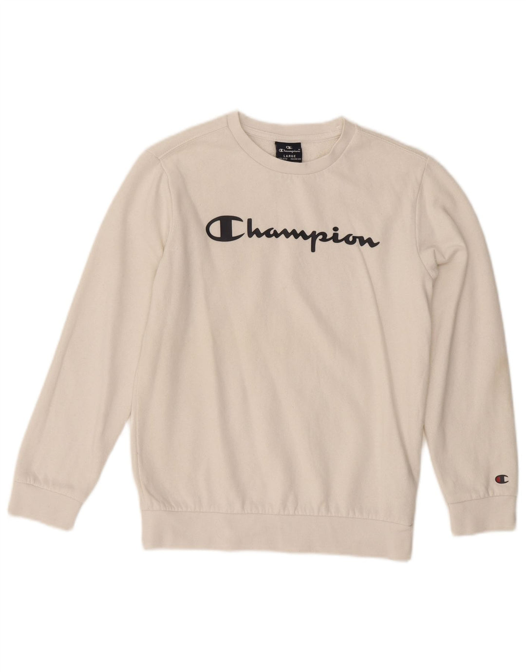 CHAMPION Boys Graphic Sweatshirt Jumper 11-12 Years Large White Cotton