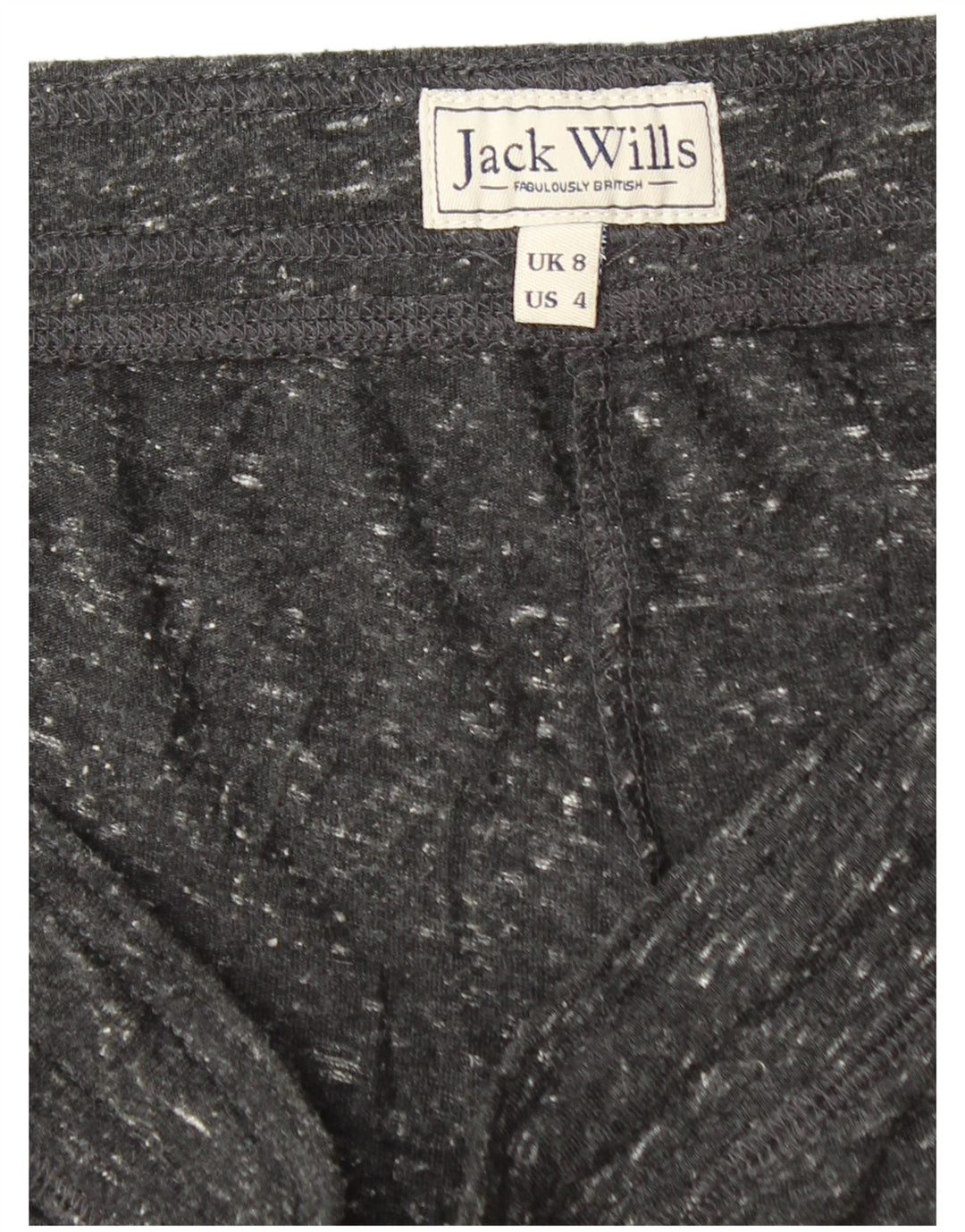 Pantaloncini sportivi da donna Jack Wills UK 8 piccoli poliestere screziato nero