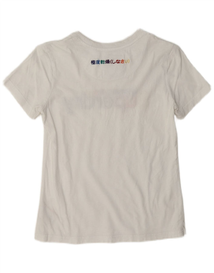 T-shirt grafica da donna Superdry Top UK 8 Small in cotone bianco