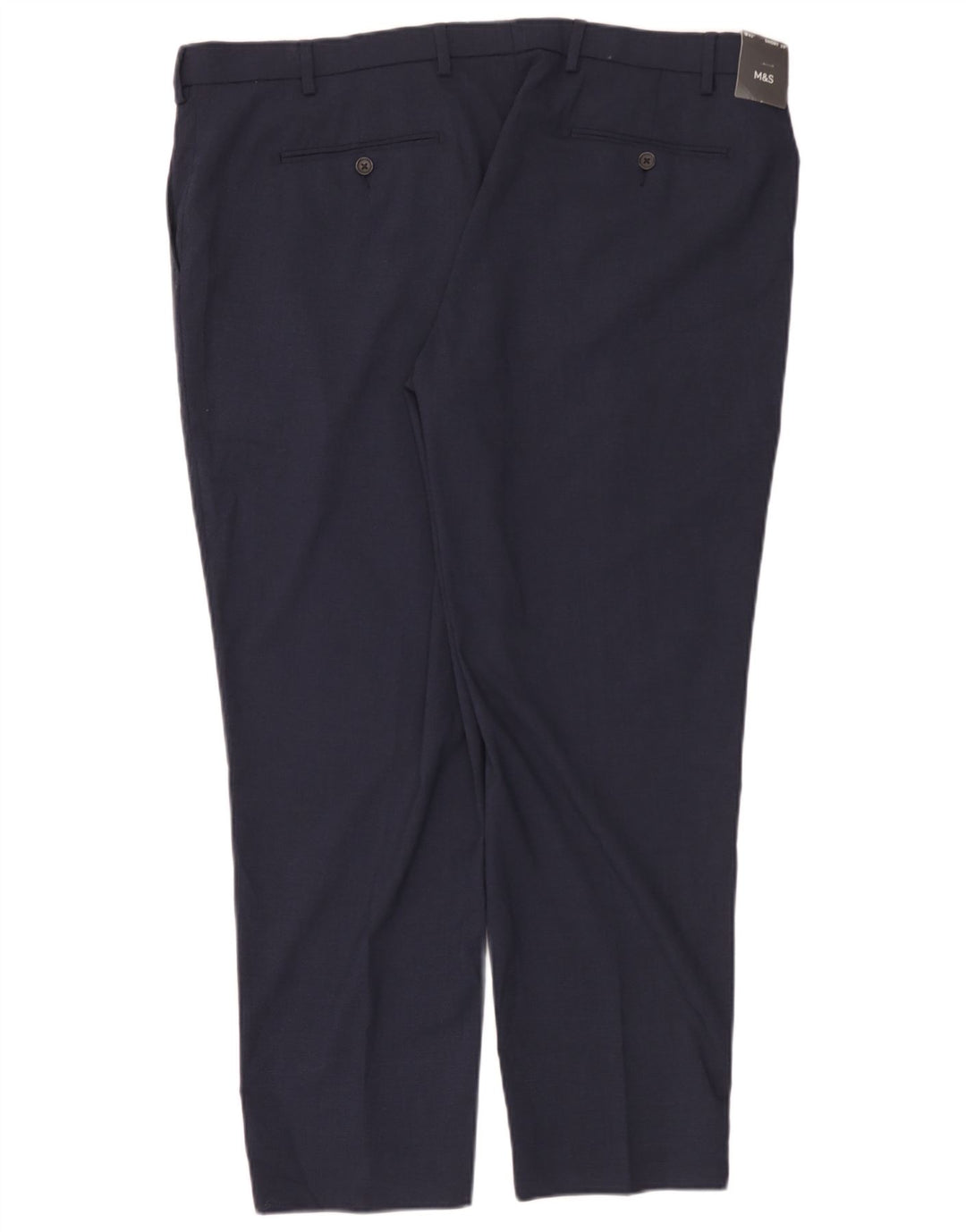 Pantaloni chino da uomo Marks & Spencer W42 L29 poliestere blu navy