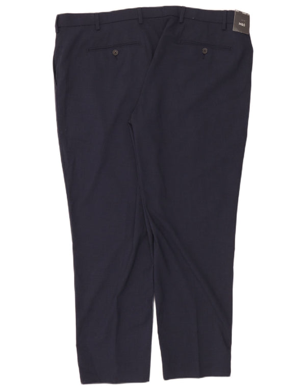 Pantaloni chino da uomo Marks & Spencer W42 L29 poliestere blu navy