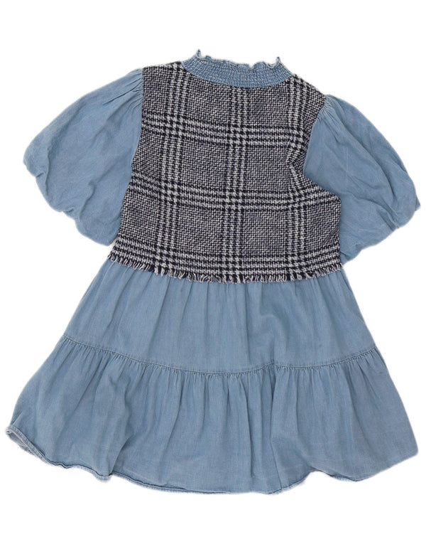 Abito a strati da donna Zara UK 10 piccolo cotone a quadri blu