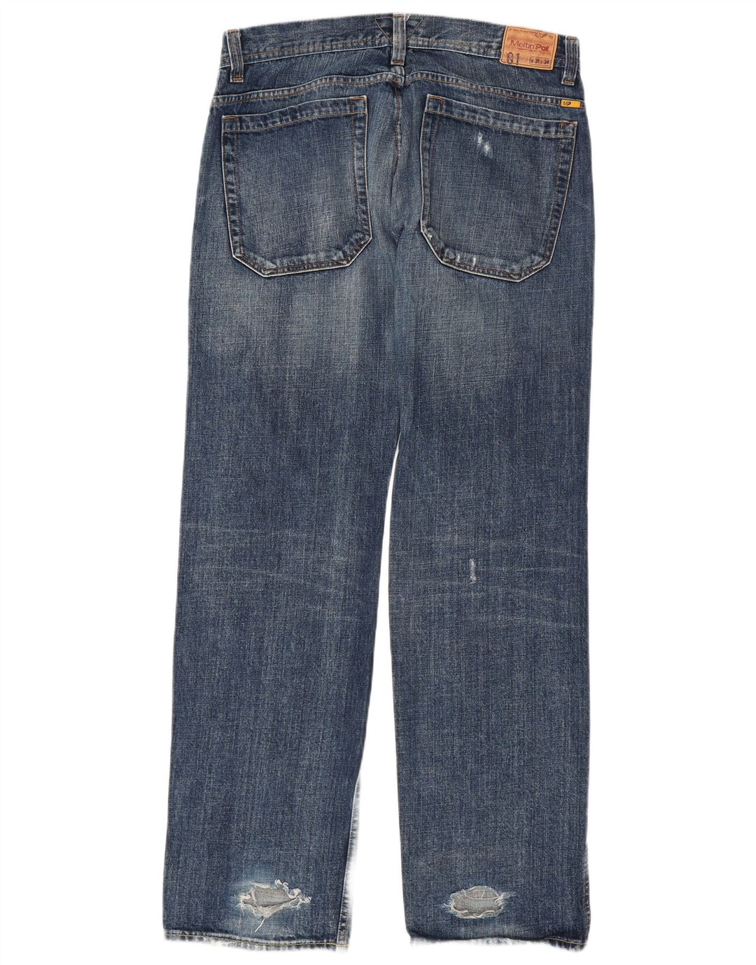 Jeans dritti invecchiati da uomo Meltin' Pot W31 L34 cotone blu