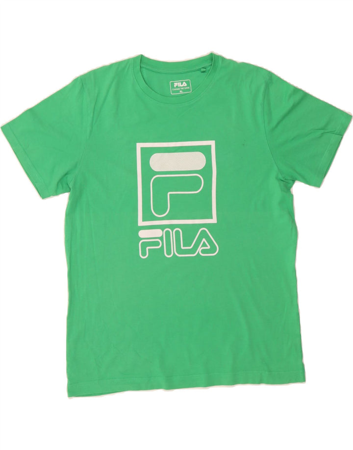 FILA Mens Graphic T-Shirt Top XL Green Cotton Vintage Fila and Second-Hand Fila from Messina Hembry 