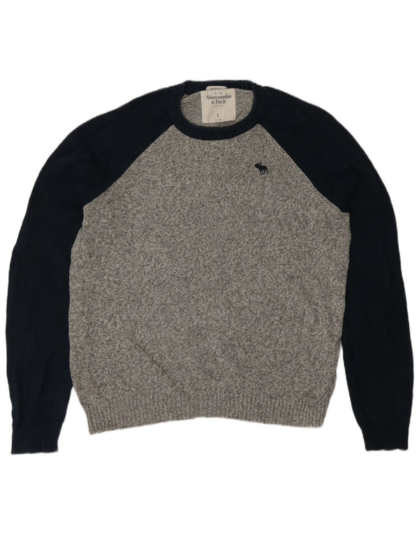 Maglione maglione girocollo da uomo Muscle Abercrombie & Fitch grande grigio