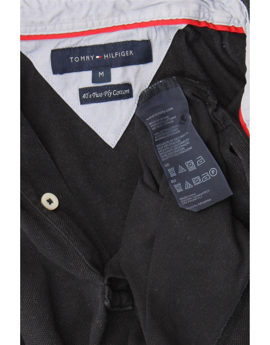 TOMMY HILFIGER Mens Polo Shirt Medium Navy Blue Cotton Vintage Tommy Hilfiger and Second-Hand Tommy Hilfiger from Messina Hembry 