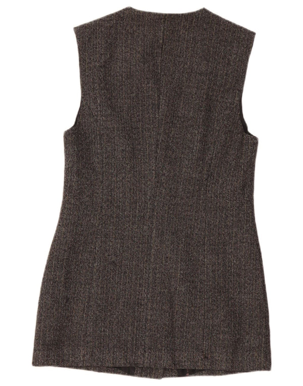 Giacca blazer lunga da donna BENETTON UK 10 piccolo gessato grigio