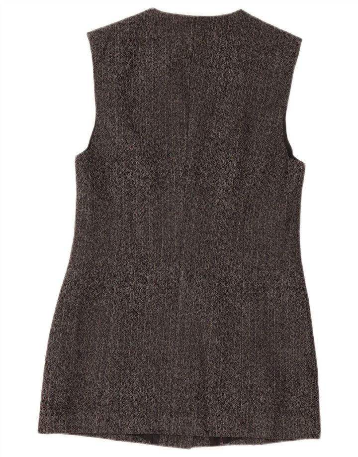 Giacca blazer lunga da donna BENETTON UK 10 piccolo gessato grigio