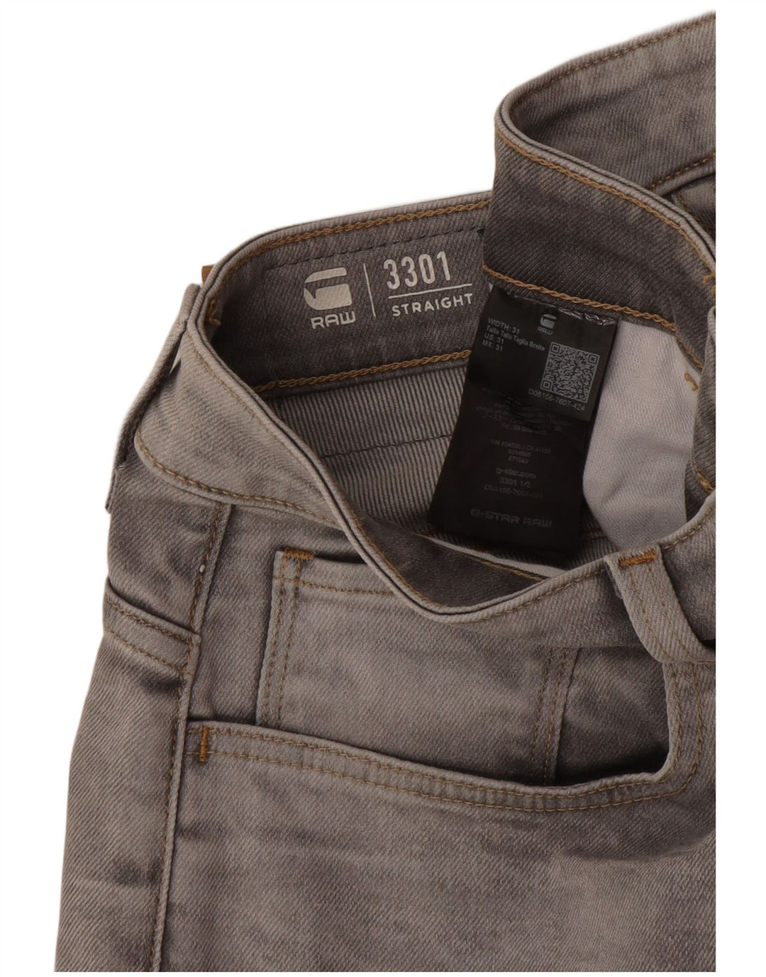 Pantaloncini di jeans G-Star da uomo 3301 W31 Cotone grigio medio