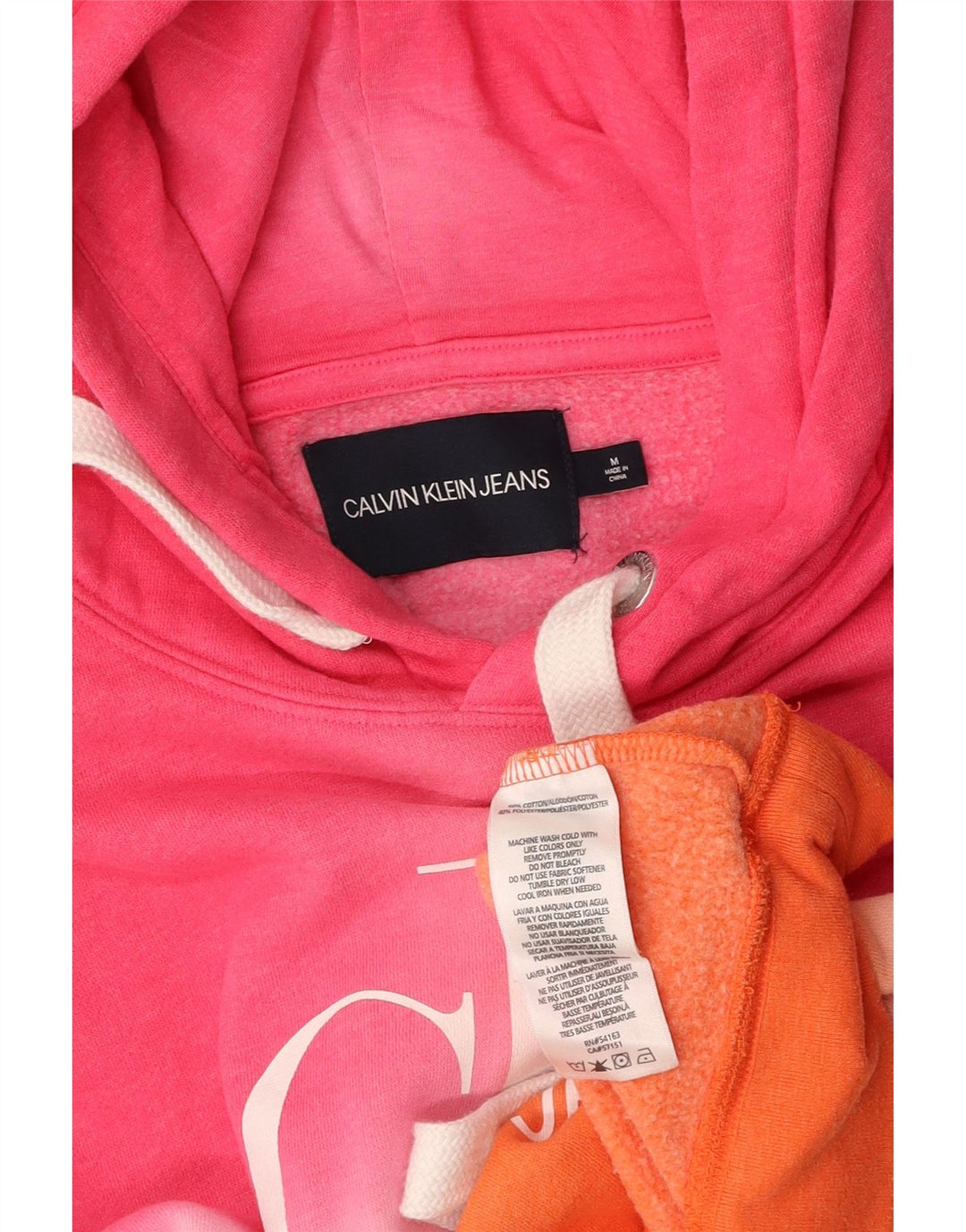 CALVIN KLEIN Maglione oversize con cappuccio da donna UK 14 medio multicolore
