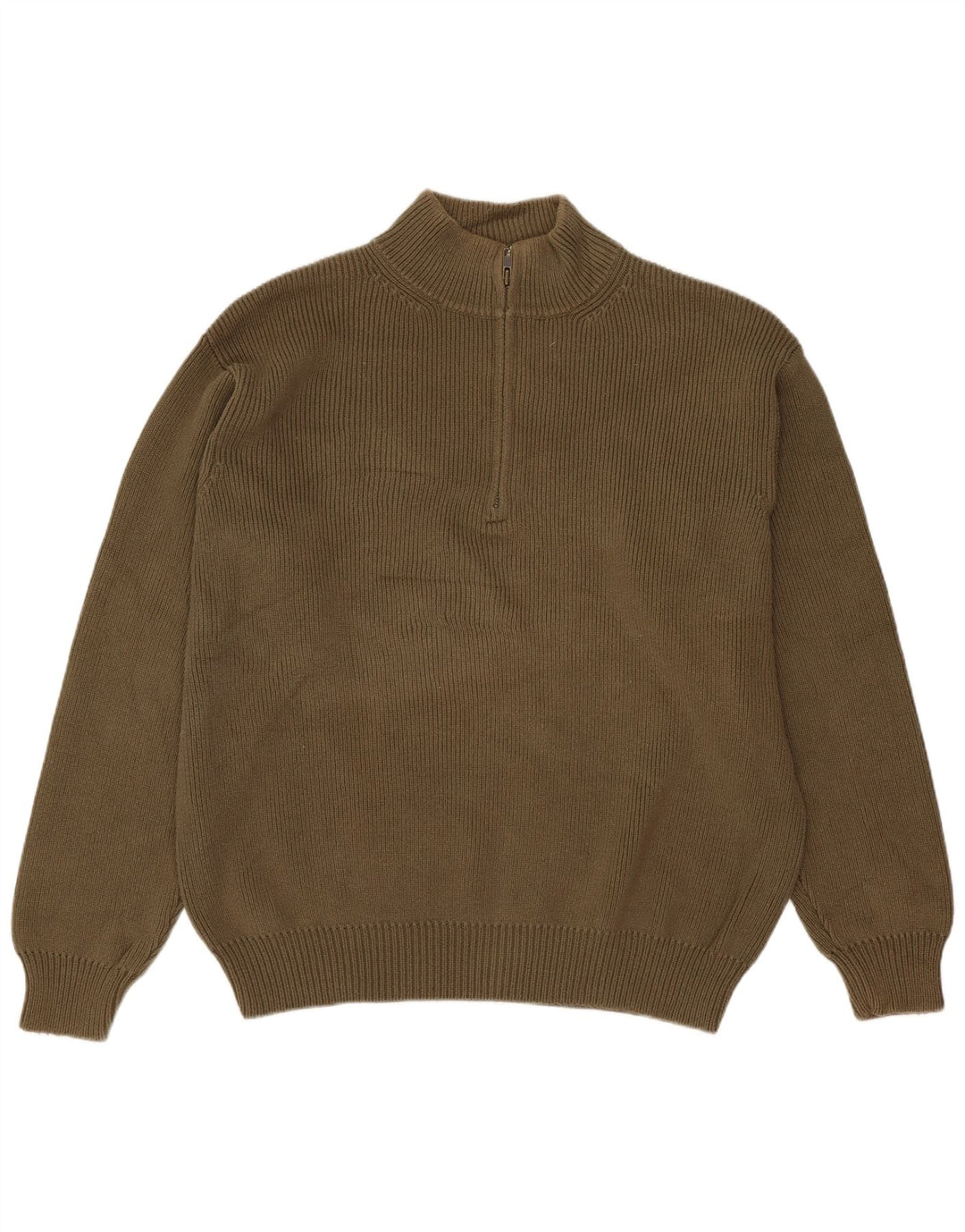 Maglione da uomo con collo con zip L.L.Bean, cotone kaki grande